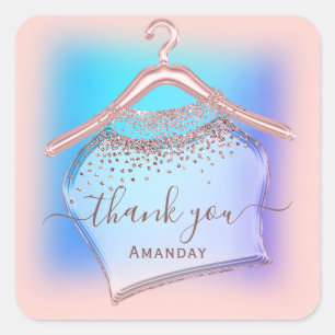 Adesivo Quadrado Moda do logotipo Holográfico Blue Rosa Cloth Hang