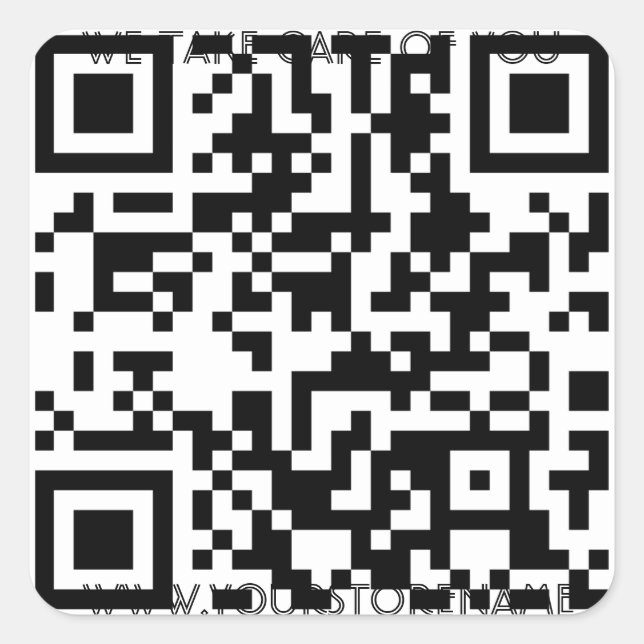 Adesivo Quadrado Modelo de código QR com qualquer texto (Frente)