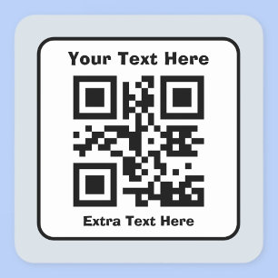Adesivo Quadrado Modelo de código QR escaneável com texto editável