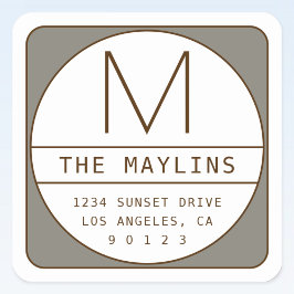 Adesivo Quadrado Modelo de design retro-moderno editável | Cinza Ma