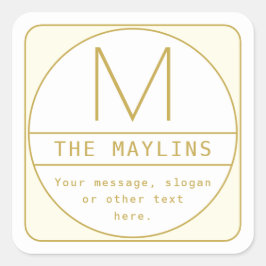 Adesivo Quadrado Modelo de design retro-moderno editável dourado e 