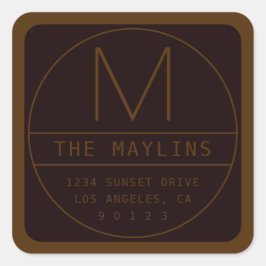 Adesivo Quadrado Modelo de design retro-moderno editável | Marrom e