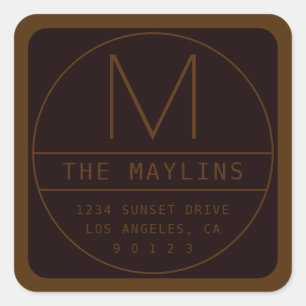 Adesivo Quadrado Modelo de Design Retro-moderno Editável   Marrom E