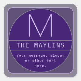 Adesivo Quadrado Modelo de design retro-moderno editável | Roxos