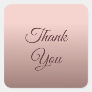 Adesivo Quadrado Modelo de tipografia de agradecimento em Rose Gold