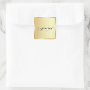 Adesivo Quadrado Modelo Dourado de Letra Manual Elegante Seu Texto