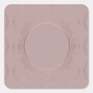Adesivo Quadrado Modelo Elegante em Dourado Rosa em Branco Adicione