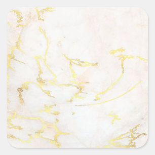 Adesivo Quadrado Modelo Elegante em Mármore Dourado Adicione Seu Te