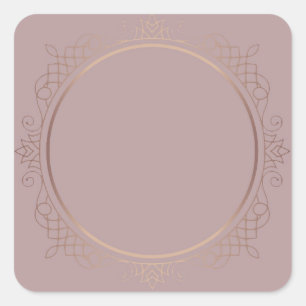 Adesivo Quadrado Modelo em Branco Criativo Rose Gold Adicione Seu T