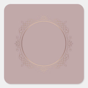 Adesivo Quadrado Modelo em Branco de Ouro Rosa Moderno Adicione Seu