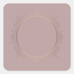 Adesivo Quadrado Modelo em Branco de Rosa Dourado Elegante e Modern