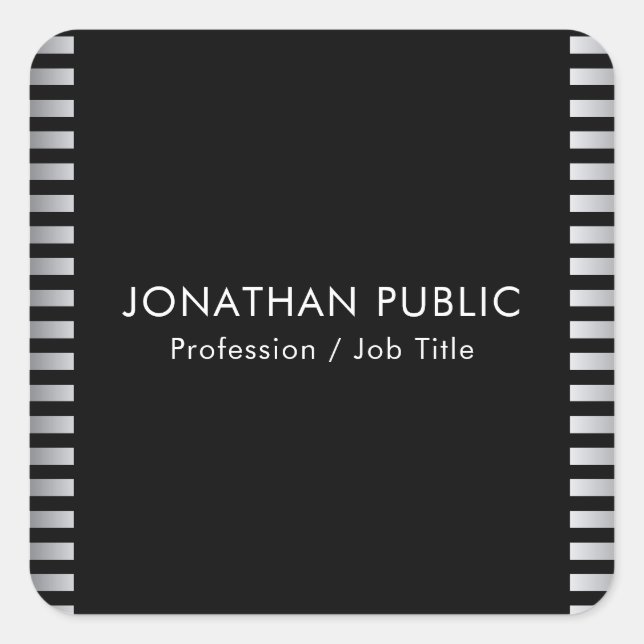 Adesivo Quadrado Modelo Moderno Elegante de aparência prateada (Frente)