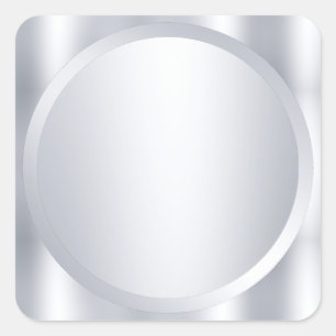 Adesivo Quadrado Modelo moderno em branco prateado metálico elegant