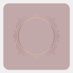 Adesivo Quadrado Modelo personalizado elegante em rose gold em bran
