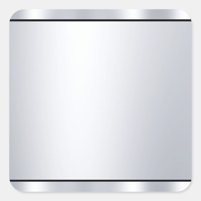 Adesivo Quadrado Modelo personalizado preto com aparência de prata  (Frente)