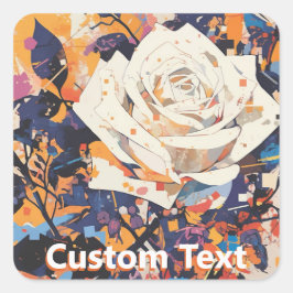 Adesivo Quadrado Modern Abstract White Rose Custom