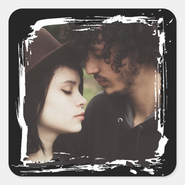 Adesivo Quadrado Modern and Simple Unique Photo Template Wedding (Frente)