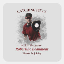 Adesivo Quadrado Modern Baseball Catching Fifty Men's 50th Birthday