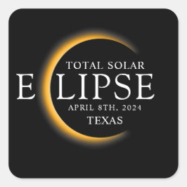 Adesivo Quadrado Modern Black & Dourado 2024 Texas Total Eclipse So