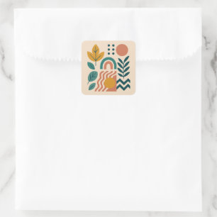 Adesivo Quadrado Modern Boho Abstrato Nature Wall Art