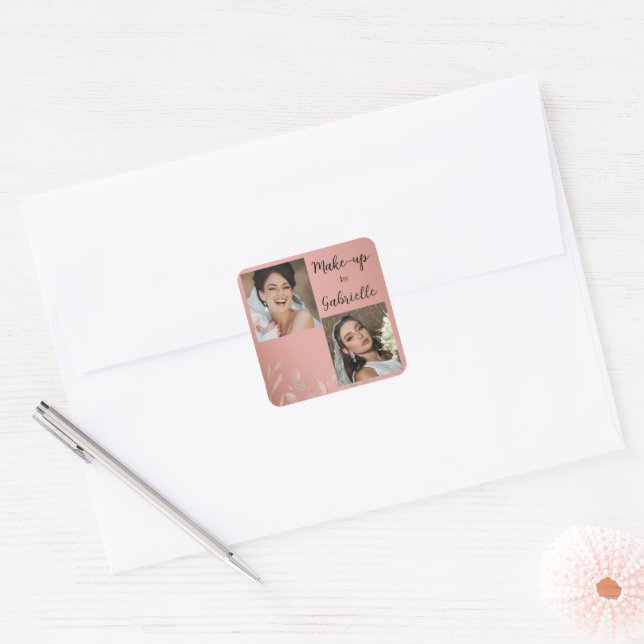 Adesivo Quadrado Modern Botanical Dusty Rose Boho Photo Script  (Envelope)