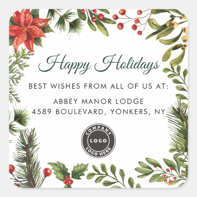 Adesivo Quadrado Modern Business Logo Christmas Holidays (Frente)