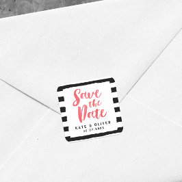 Adesivo Quadrado Modern Chic Black & White Strips Salva a Data