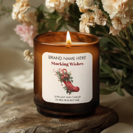 Adesivo Quadrado Modern Christmas Stocking Candle Labels