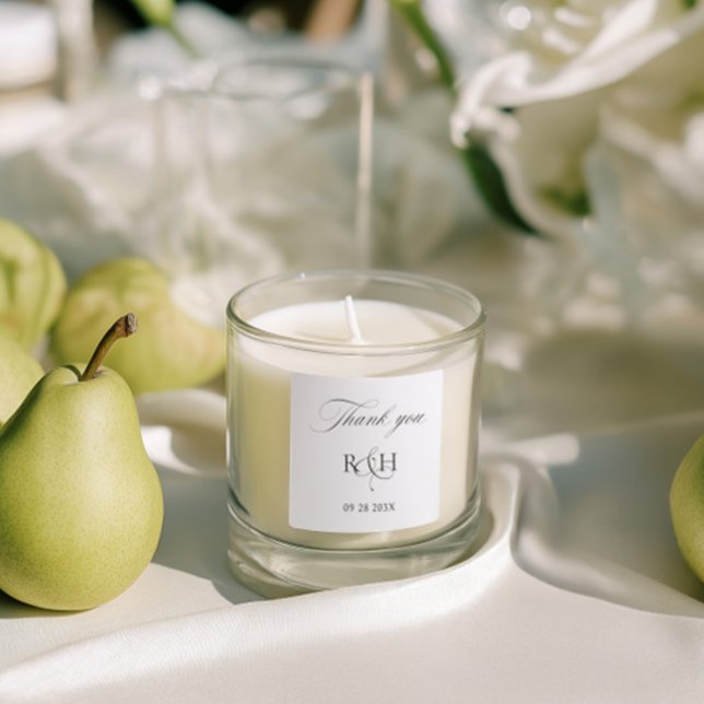 Adesivo Quadrado Modern Classic Monogram Thank You Wedding Sticker (Modern Classic Monogram Thank You Wedding Sticker)