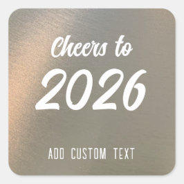 Adesivo Quadrado Modern Custom Brushed Metal 2026 New Years Party
