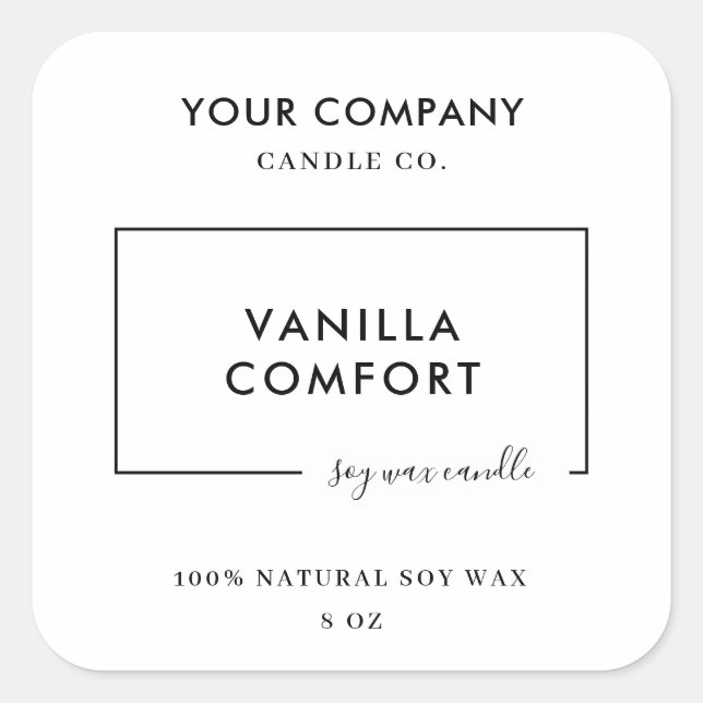 Adesivo Quadrado Modern Editable Candle Label Template (Frente)