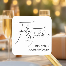 Adesivo Quadrado Modern Fifty and Fabulous 50th Birthday Party