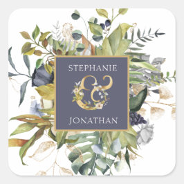 Adesivo Quadrado Modern Floral |Casamento entre Ampersand Azul e Ve