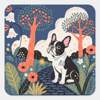 Adesivo Quadrado Modern French bulldog dog