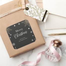 Adesivo Quadrado Modern Gold Merry Christmas Holiday Sticker
