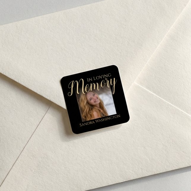 Adesivo Quadrado Modern In Loving Memory | Photo Memorial Button (Criador carregado)