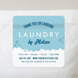 Adesivo Quadrado Modern Laundry Service Blue & White Thank You
