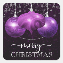 Adesivo Quadrado Modern Marble Purple Christmas Ornament