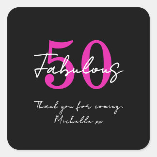 Adesivo Quadrado Modern Minimal 50 Fabulous 50th Birthday Party