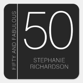 Adesivo Quadrado Modern Minimal Fifty and Fabulous 50th Birthday