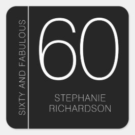 Adesivo Quadrado Modern Minimal Sixty and Fabulous 60th Birthday