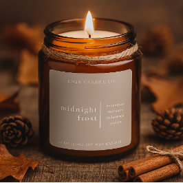 Adesivo Quadrado Modern Minimalist Candle Packaging Label Taupe