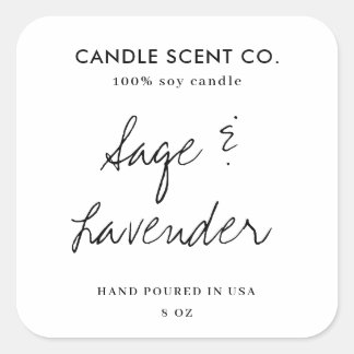 Adesivo Quadrado Modern Minimalist Editable Candle Label Template