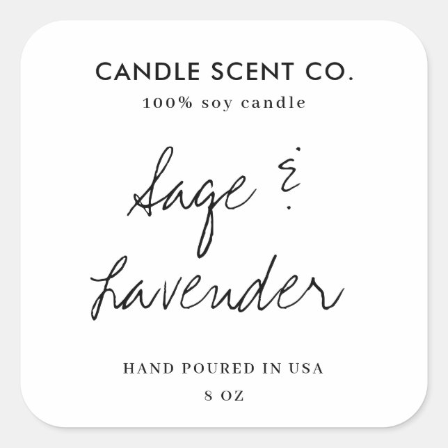Adesivo Quadrado Modern Minimalist Editable Candle Label Template (Frente)