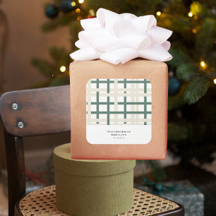 Adesivo Quadrado Modern Montauk Grid Green & Beige