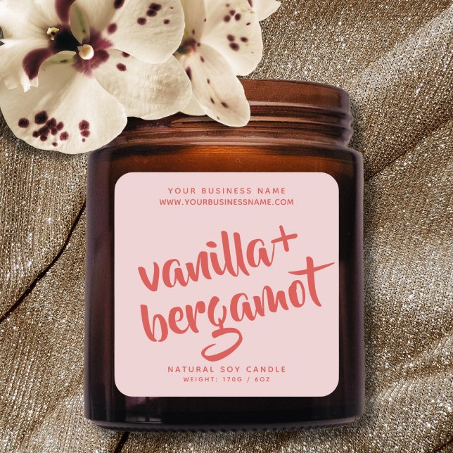 Adesivo Quadrado Modern pink candle product label (Criador carregado)
