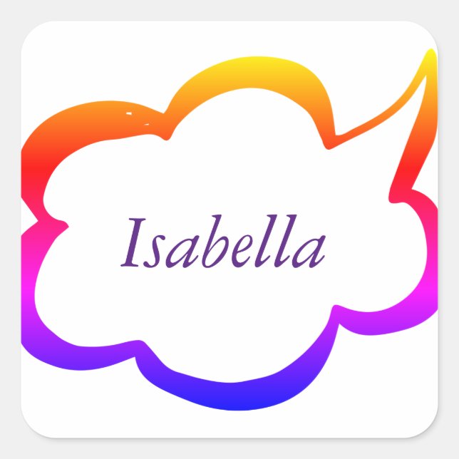 Adesivo Quadrado Modern Rainbow Girly Monograma (Frente)