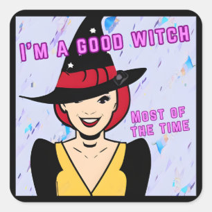 Adesivo Quadrado Modern Retro Good Witch Meming Color Pop Art