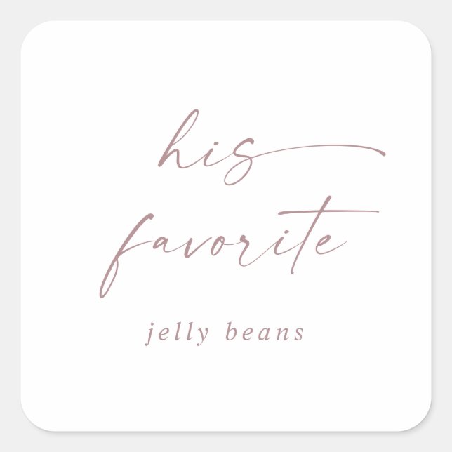 Adesivo Quadrado Modern Rosa Dourado Escreve Seu Favor De Casamento (Frente)