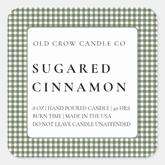 Adesivo Quadrado Modern Rustic Homespun Minimalist Candle  (Frente)